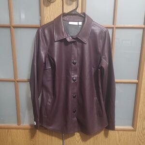 Belle By Kim Gravel Deep Purple Lightweight Pleather Jacket Size XS